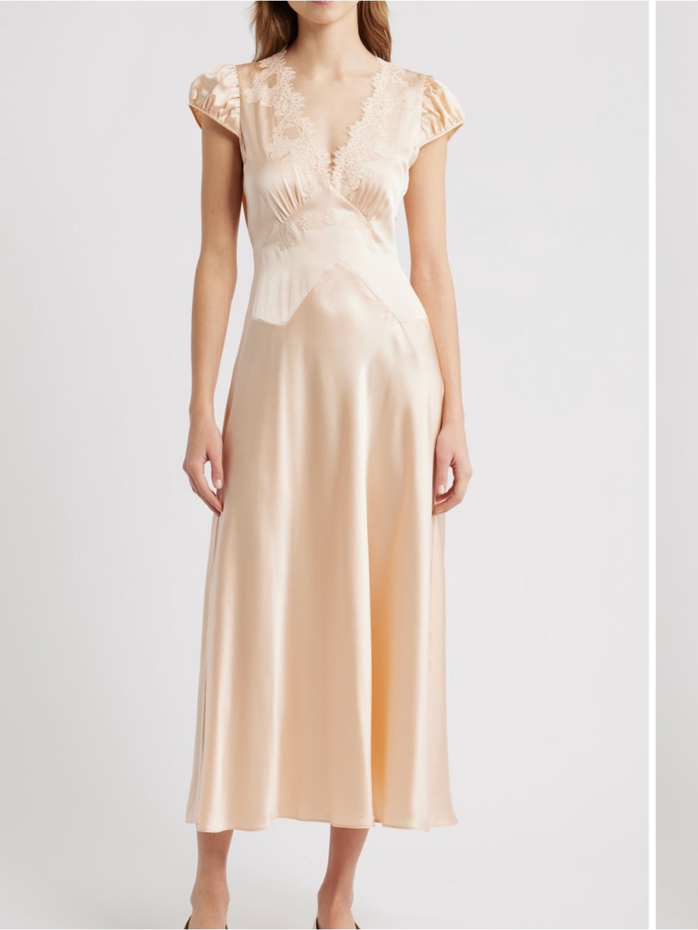 DÔEN Coraline Lace Detail Floral Satin Maxi Dress